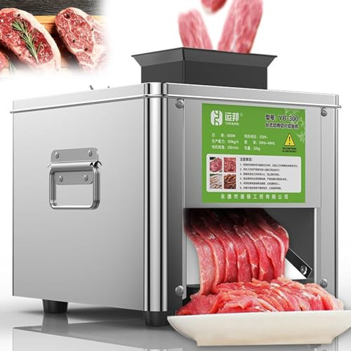 Macchina Tritacarne Industriale 850W Premium - Tagliatrice Elettrica Acciaio Inox , per Sminuzzare Manzo/Agnello, Produrre Fette/Cubetti/Strisce, 150kg/h, Grande Ingresso, per Supermercati/Macelleri
