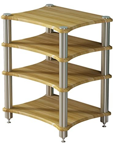 Scaffale AV a 4 ripiani marrone – robusto mobile TV per altoparlanti e amplificatori, 60 x 48 x 85 cm, ideale per home theater e soluzioni di archiviazione audio