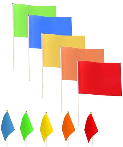 25 Stück Klein Flagge,Handgehaltene Flaggen Bunt Handflaggen für DIY Sportveranstaltungen Feierlichkeiten und Partys,5 Farben 14x21cm