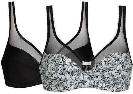 DIM Femme - Soutien-Gorge Generous Classic x2 | Maintien Parfait pour Poitrines Généreuses | Microfibre Épaisse et Stretch | Dos en U et Bretelles Larges | Look Moderne et Confort Absolu