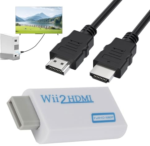 Wii HDMI Adapter with 1m Cable,2 Pcs Wii To HDMI Adapter, for Nintendo Wiis, Supports All Wiis Display Modes