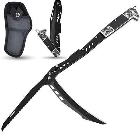Faucille Pliante avec Scie Pliante,Poignée en Bois et Lames tranchantes,Outils de Jardinage Professionnel pour Jardin,Bushcraft et Coupe de Branches,Activités de Plein air,Camping (Faucille avec Scie)