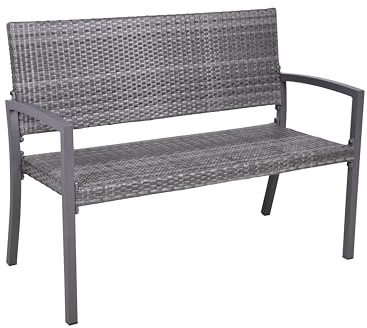 DELUKE Parkbank Valent - 116cm Breit, Alu/Kunststoff, Dunkelgrau | Gartenbank Wetterfest Terrassenbank Sitzbank Outdoor