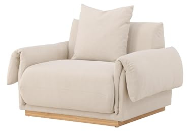 FURNLUX Mollosund Sessel, Beige, Textil, 95x118x82 cm, Sitztiefe 65 cm, Sitzhöhe 44 cm, Eichenholzbeine, Modernes Design