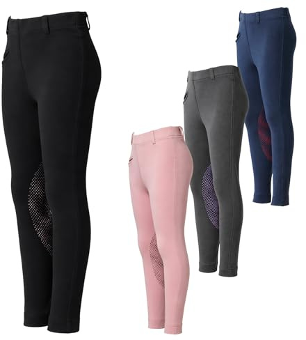 PFIFF 103133 Reitleggings Emilia für Kinder 3/4 Vollbesatz Silikon, Kinderreitleggings mit Gürtelschlaufen