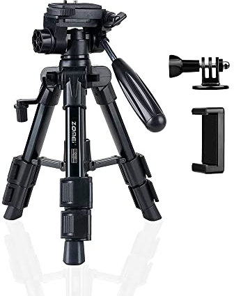 ZOMEI Mini Travel Tabletop Tripod with 3-Way Pan Head Quick Release Plate,Compatible with DSLR Camera/iPhone/Android/Sport Camera, Perfect for Video, Live Stream, Vlogging, Tiktok