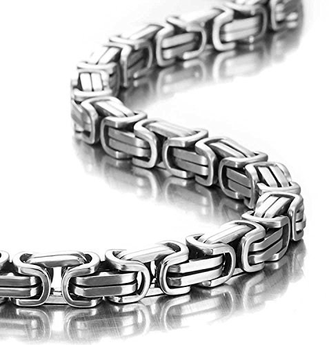 Urban Jewelry Impressive Herren-Halskette im Mechaniker-Stil, Edelstahl, Silberkette, Breite 6 mm (19,21,23 Zoll)