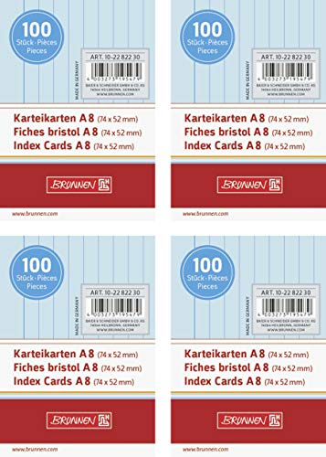 Brunnen Karteikarten 180 g/m², A8, liniert, blau, 400 Stück