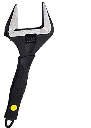 Llave ajustable de 20 cm con boca ancha y mordaza ancha con agarre suave (215 mm)