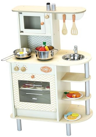 VILAC - Spiele und Spielzeug – Holzspielzeug – voll ausgestattete Küche – Utensilien – Obst – Gemüse – Spiel für Kinder ab 3 Jahren 8110