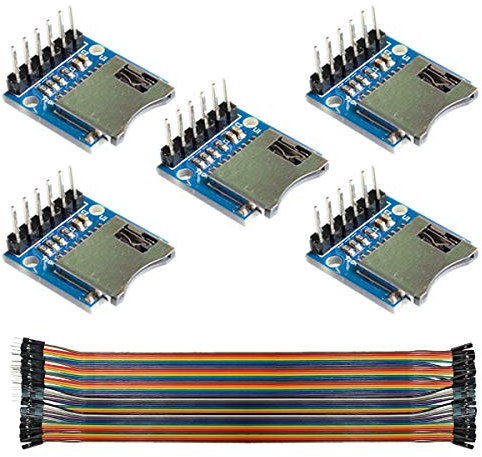 DAOKI Lot de 5 modules de carte micro SD TF avec broches pour Arduino ARM AVR avec fil Dupont