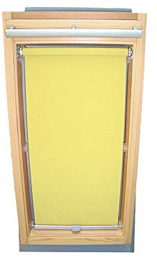 Rollo für VELUX Dachfenster Sichtschutzrollo für TYP GGL/GPL - 306 oder M06 - Farbe gelb - mit Haltekrallen