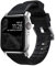 NOMAD Strap Rugged V2 Black Connector Silver | strapazierfähiges Uhrenarmband aus Kunststoff FKM für die Apple Watch 42/44/45/49mm | In schwarz mit Silber Schnallen