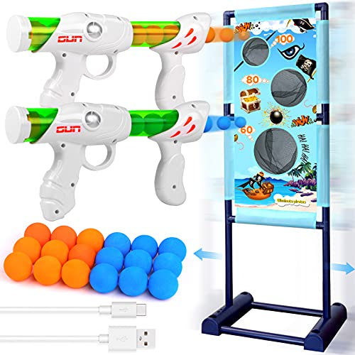 DX DA XIN Cible de Tir Mobile Jeux Enfant Jouets de Jardin D'Extérieur Comprend 2 Pistolets Jouets 18 Mousse Balles Jouet Garcon 4 5 6 7 8 9 10 Ans Cadeaux Créatifs