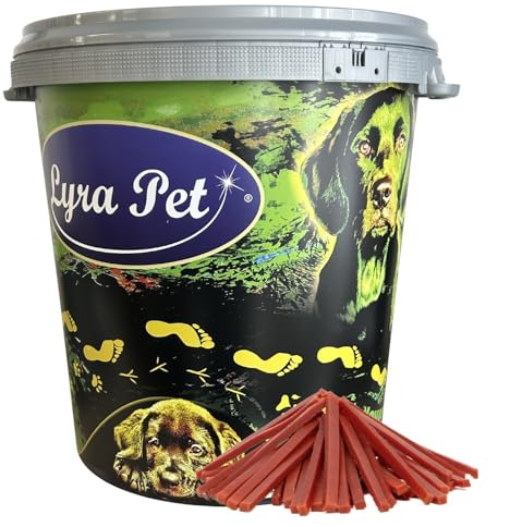 Lyra Pet® 5 kg Entenbruststreifen in 30 L Tonne - Kausnack für Hunde | Leckerli für Hunde - Proteinreicher Kauartikel mit Ente - Idealer Belohnungs- und Trainingssnack - Gut verträglich
