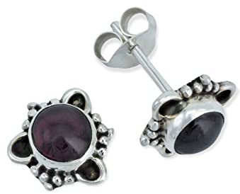 Ohrstecker 925 Silber Granat roter Stein Edelstein Ohrringe echt Silber Damen Sterling Silber Stecker Geschenk(MOS-083-02)