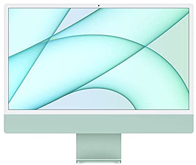 Apple iMac 2021 all-in-one desktop computer with M1 chip: 8-core CPU, 8-core GPU, 24-inch Retina display, 8GB RAM, 256GB SSD storage, 1080p FaceTime HD camera, matching accessories; Green