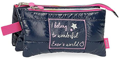 Enso Make a Wish Dreifach-Federmäppchen, Blau, 22 x 12 x 5 cm, Polyester