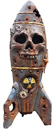 Asotagi Totenkopf Bombe, Kleine Rostige Atomische Explosion Kopf Dekor, Handgemachte Harz Schädel Bomb Dekorationen mit Graffiti und Atom Logos, Halloween Party Spukhaus Requisiten