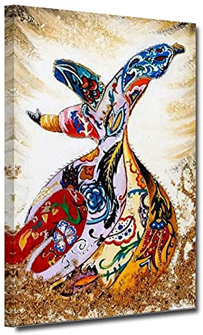 ZHONGYUTONG Islam Leinwandbild Gerahmt Sufi Kunstdruck Mevlana Gemälde Rumi Sufismus Wirbelndes Poster Moderne Muslimische Wanddekoration (40x60cm)