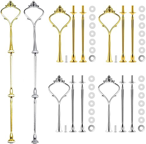 BetterJonny 6 Sets Cake Stand Fittings, 3 Tier Cake Plate Stand Handle Hardware Holder for Wedding and Party Making Resin Cupcake Dessert Platter Stand