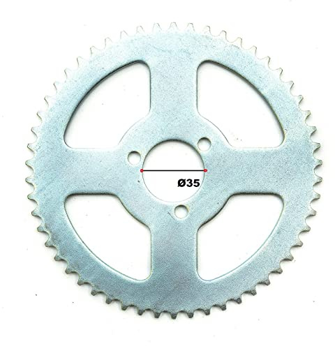 Motorbimbo Corona per Minicross Miniquad 54 Denti per Catena T8F Ø35, 3 Fori di Fissaggio
