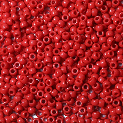 1000 Stück 6X9mm Bunte Perlen Zum Auffädeln Großes Loch Acryl Bastelperlen Rot Farbe Pony Perlen für Halsketten Armbänder Schmuckherstellung (Rot)