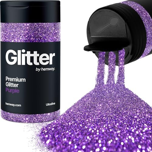 Hemway Premium Glitter Shaker - Purple | Ultrafine Metallic Flake Sequins for Resin & Epoxy Crafts | Craft Supplies for Tumblers, Festival, Hair, Face, Body, Eye & Nail Art | 130 g
