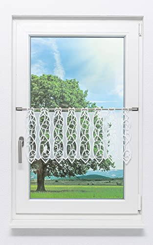 Plauener Spitze Scheibengardine Loop (Bx H) 40,5cm * 32cm weiß/Weiß