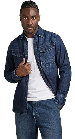 G-STAR Herren Dakota Slim Hemd, Blau (Worn in deep sea D23616-D252-G133), L