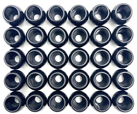Boules élastiques à bascule de 2,2 cm à bords coupés en plastique trempé pour tendeurs et tendeurs (noir, 30)