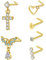 VFUN Nasenpiercing Stecker 18G Chirurgenstahl Kreuz Diamond CZ L Form Gold Flügel Nasen Piercing