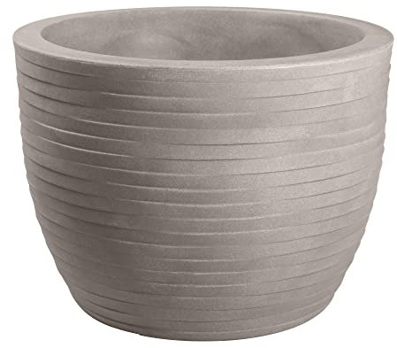 Nicoli - Cuenco de resina Hera Elegance para interior y exterior, diámetro 30, 40, 50, 60 cm, elegante superficie acanalada (Ø 40 cm, ceniza)