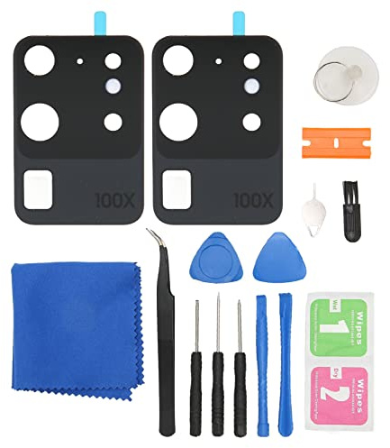2 Pieces S20 Ultra Camera Glass Replacement for S20 Ultra 5G,Rear Camera Glass Lens Replacement with Adhesive Pre Installed and Repair Tools