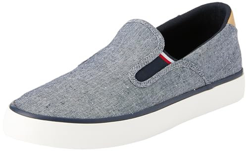 Tommy Hilfiger Sneaker de Lino para Hombre, Azul (Desert Sky), 40