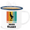 Emaille Becher Blechbecher - Einschulung Schulanfang Tasse - Schulkind 2025 Fußball - 300 ml - Weiß Blau - 2023 schulanfänger schulkinder fussball namenstasse einschulung-schulkind 2022
