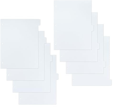 Pink 8-Tab Durable Plastic Dividers for 3 Ring Binder, 8 Tab Plastic Dividers, Binder Separators with Tabs, Binder Tabs Dividers for Student, Teacher, Office, Home Organizers((White)