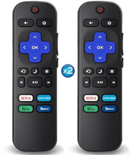 2Pcs Replacement Remote Control Compatible for Roku TV, Universal Remote Fit for Hisense/Onn/TCL/Sharp/Element/Philips/Hitachi/JVC/RCA/Insignia/Sanyo/LG RokuSeries Smart TVs (Not for RokuStick & Box)