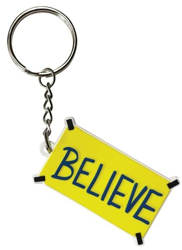 Lustiger Schlüsselanhänger mit Aufschrift Believe, lustiges Geschenk für Fußballmannschaft, Coach Lasso Merchandise Believe Schild, AFC Richmond, großes Team-Geschenk, Motivationsposter, lustiger