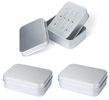 3 jaboneras de aluminio, jabonera con malla de drenaje, jabonera impermeable para viajes, jabonera cuadrada con red de drenaje, jabonera escurrible (plata)