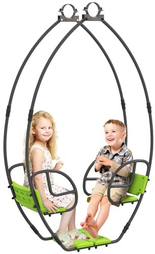 Outsunny Balançoire pour Enfants balançoire de Jardin Structure en métal avec poignée pour 2 Enfants de 3 à 6 Ans 110,5 x 40,5 x 180 cm Vert