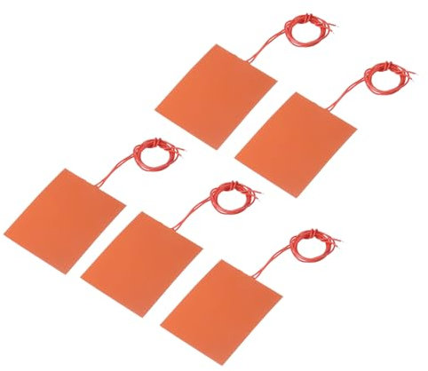 sourcing map Silikon-Heizmatte, 12V 25W Heizfolie Flexible Heizplatte 100mmx80mm Heizmatte für konstante Temperatur, Packung mit 5 Stück
