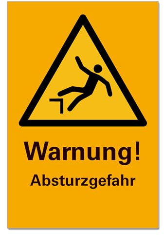 Warnung Absturzgefahr Schild Hinweisschild PVC 300 x 200 x 3 mm Vorgebohrt B1-Zertifiziert