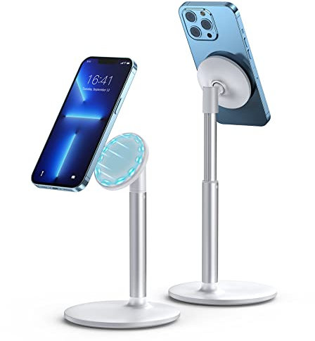 DiTouch Mag-Safe Stand Höhen Und Winkelverstellbarer Handy Wtänder mit Metallring Kompatibel mit i-Phone 16 15 14 13 12 Pro Max und Mag-Safe Hülle, Galaxy S24 Ultra S24, Weiß Mag-Safe Ständer