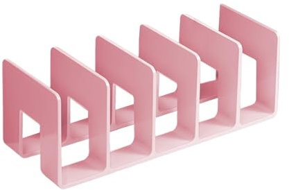 Folpus Aktensortierer aus Acryl für den Schreibtisch, Bücherregal, 5 Abschnitte, Aktenorganizer, Zeitschriftenhalter für Umschläge, Bücher, Briefpapier, ROSA