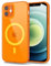 Svanove for iPhone 12 Case Clear Compatible with Magsafe, Fluorescent Transparent Magnetic Magnet Mag Case, Slim Thin Bright Silicone Grip & Shockproof Bumper Camera Cover, Neon Orange