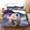 SkyClouf Eisbär Dreidimensionaler Druck Bettzeug Dreiteiliges Set Eisbär Bettbezug Stoff Mit Hoher Fadenzahl Inklusive Kissenbezug Weich Und Pflegeleicht Single（140x200cm）