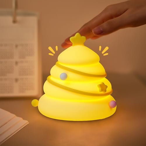 HUIJUTCHEN Night Light, Dimmable Christmas Tree Novelty Lamp with Touch Control Brightness Adjustable Night Lamp Soft Silicone Nursery Lamp Baby Light for Bedroom Bathroom Kitchen Decoration