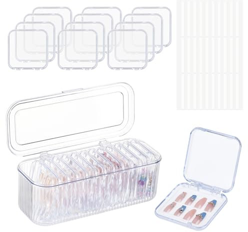 LONTOHCE 12pcs 3.3inch Press On Nail Storage Boxes For Press On Nail Packaging Boxes, Nail Boxs, Press On Nail Organizer With Storage Boxes And Double-sided Tape