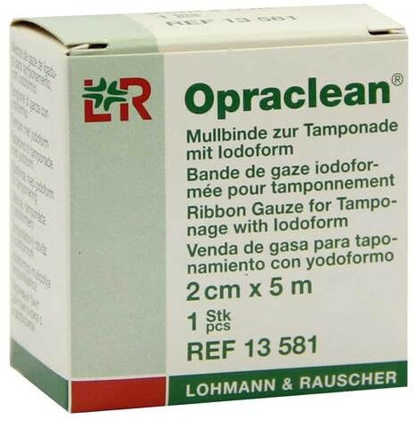 OPRACLEAN Mullbinde z.Tampon.m.Jodoform 2 cmx5 m 1 St